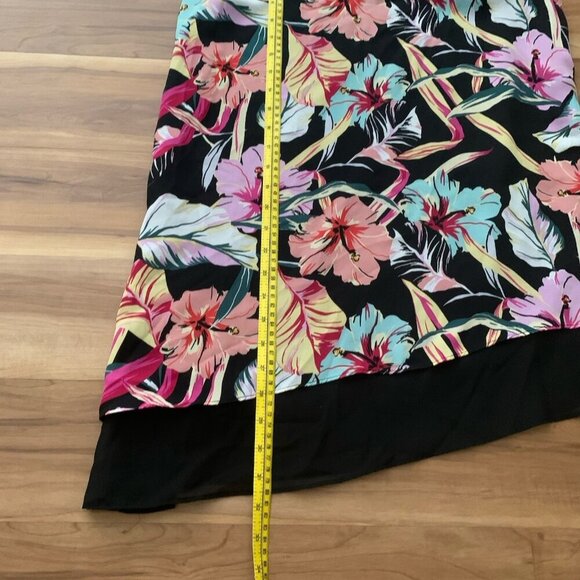 Zac & Rachel Small Black Tropical Floral Lined Sleeveless Tank Blouse Tunic NWT - Picture 4 of 10